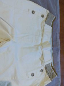 Cream Button Accent Pants