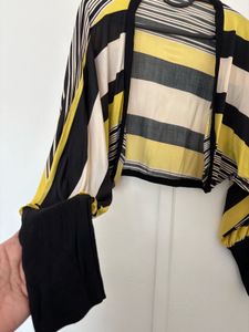 Striped Open Front Cardigan