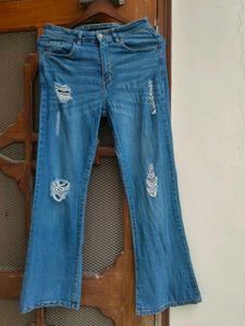 Pinterest-y Ripped Blue Bootcut Jeans