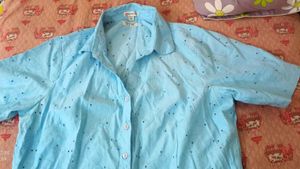 Cute Blue Button-Down Shirt