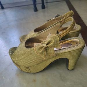 Golden Heels with Bow