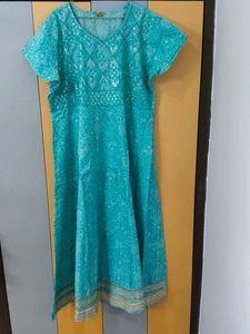 Sky Blue Printed Kurti With Dupatta