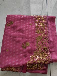 Onion Pink Embroidery Saree