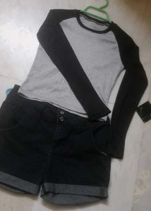 Tee & Denim Shorts Set