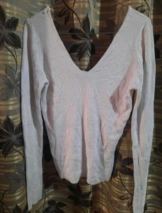 🚫White V-neck Ribbed Top