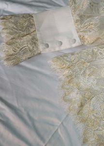 Cream and golden net Top