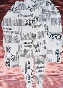 Women Newspaper Print Shirt