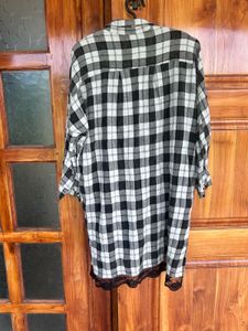 Zara Check Long Shirt Top