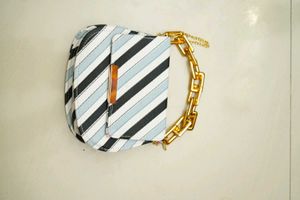 Striped Chain Crossbody Bag With Gown