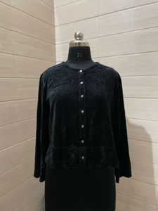 Stylish Black Cardigan velvet
