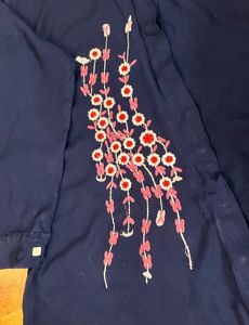 Embroidered Navy Blouse