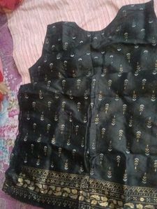 Elegant Black &amp; Gold Dress Material