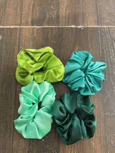 Satin Scrunchie Set Green combo
