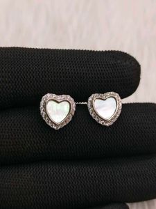 Heart Stud Earrings 925 Silver Sterling