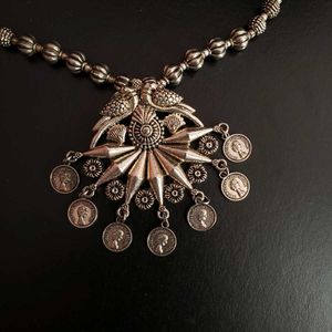 Silver Tone Coin Necklace