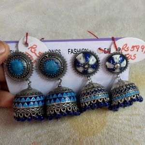 BRAND NEW Amrapali Enameled German Silver Jhumka