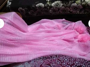 Pink Dupatta with Pom Poms