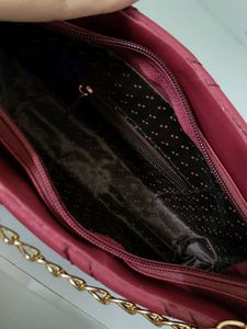 Classy Maroon Shoulder Bag With Gold Chain