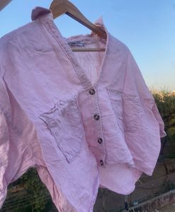 Zara Linen Crop Shirt
