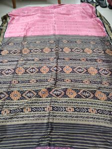 Pink & Black Ikat Pattern Saree