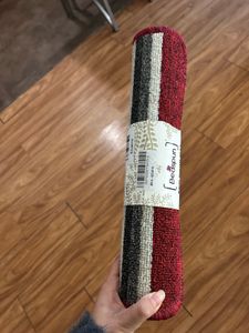 Burgundy Striped Floor Mat