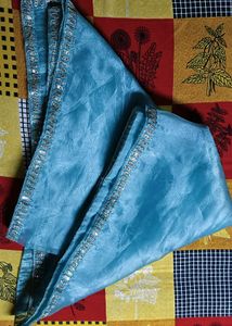 Aqua blue embroidery kurti plazo &amp; dupatta set 🩵