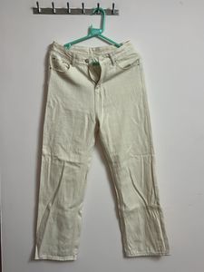 Off-White High Waist Straight Leg Jeans