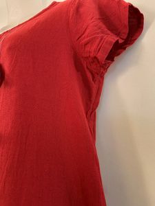 Women Red Cotton Kurti | Bust 36 | Waist 34 | Leng