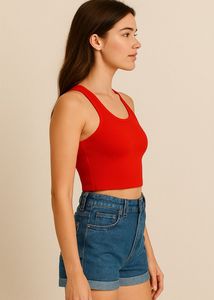 Bold Red Ribbed Crop Tank Top – Sleek &amp; Stylish