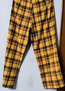 Yellow Plaid Zipper Pants
