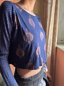 Casual Navy Blue Top