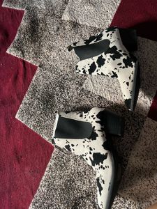 Cow Print Ankle Boots