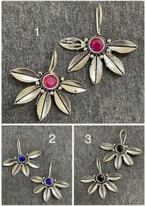 Oxidised Half Petals Hook Earring
