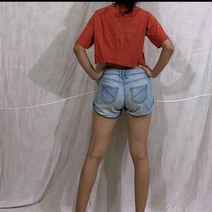 Crop Tee Top( Free Denim Shorts)