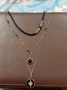 Black Stack Necklace with Earrings