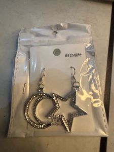Silver Tone Pink Gray Stone Drop Earrings Combo 3