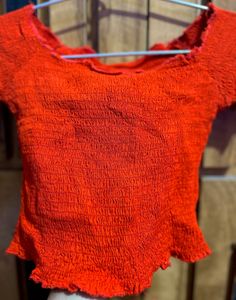 Orange Smocked Crop Top