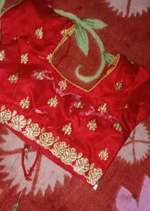 Red &amp; Gold Embellished Blouse