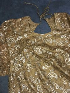 Gold Embellished Kurti with Black Skirt