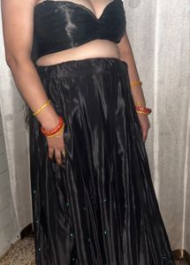 Beautiful Black Crepe Lengha