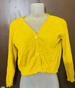 Yellow Cropped Cardigan