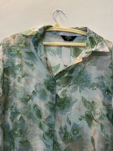 Polyester Green Floral Shirt Women