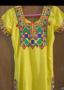 Embroidered Yellow Kurta