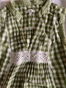 Sale !! Bossini Green Checkered Top