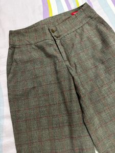 Vintage Plaid Wide Leg Trousers