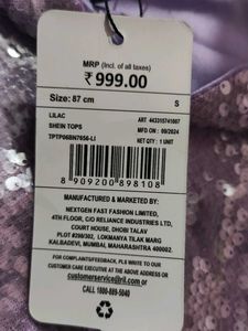 Lilac Sequinned fitted crop top