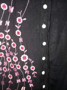 Floral Embroidered Black Dress