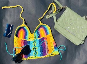 Rainbow Crochet Halter Top