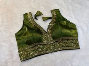Olive Green Embroidered Blouse
