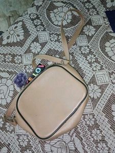 Cute Beige Crossbody Bag with Pom-Pom